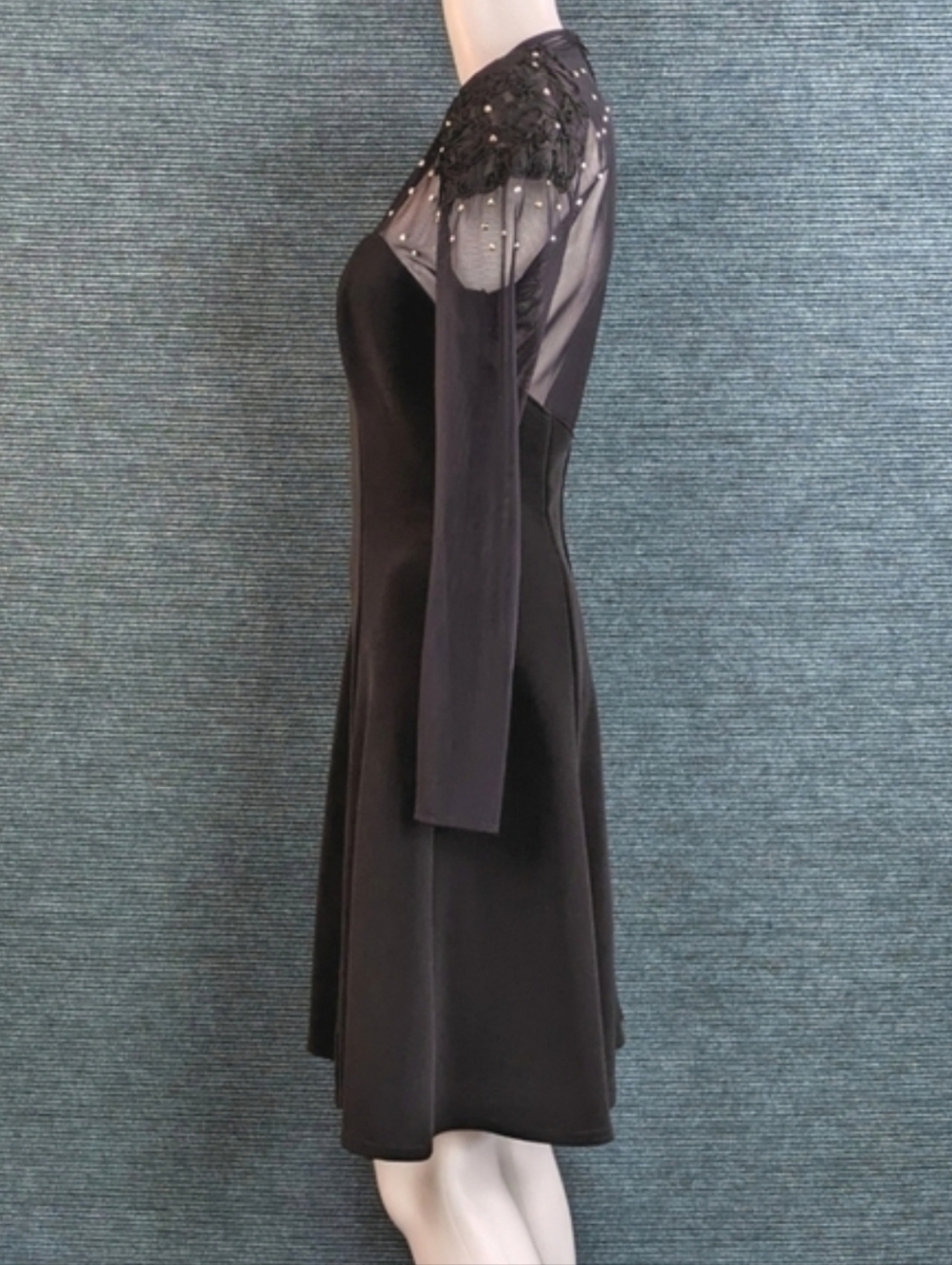 Tadashi Vintage Studded Illusion Dress, Fit & Flare Silhouette - Picture 4 of 13